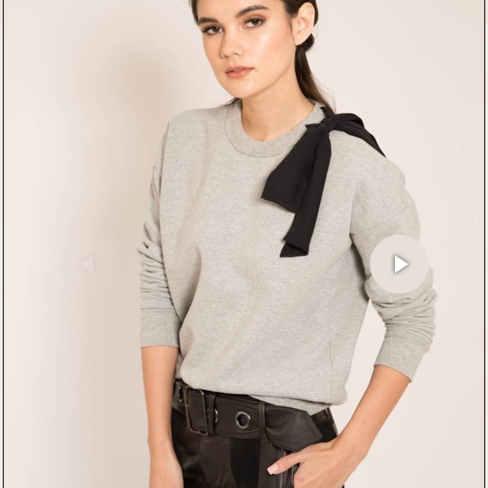 Frame Denim Gray Sweatshirt with Black Bow